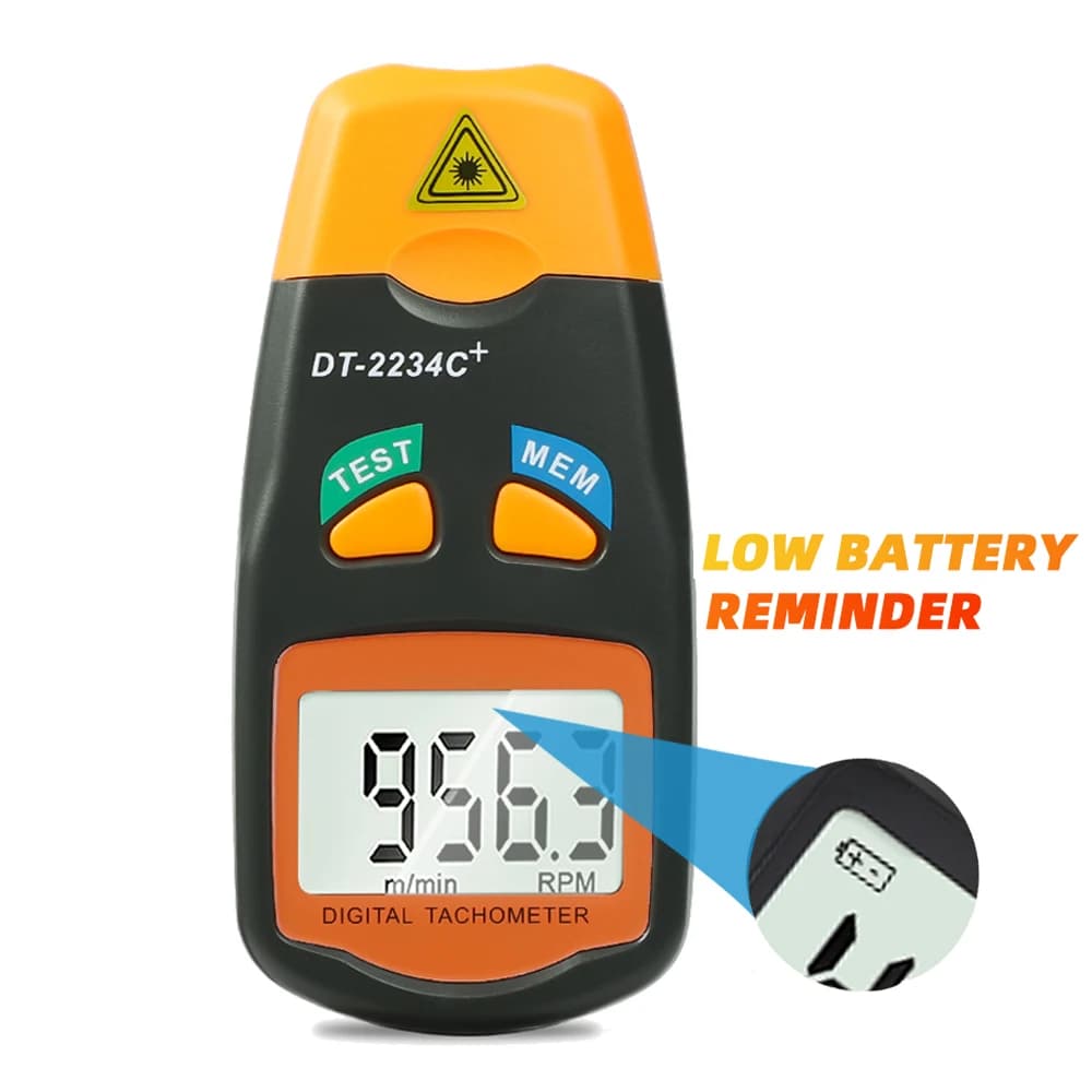 Digital Laser Tachometer | Non-Contact RPM Meter | 2.5-99,999 RPM Range - Thumbnail 2