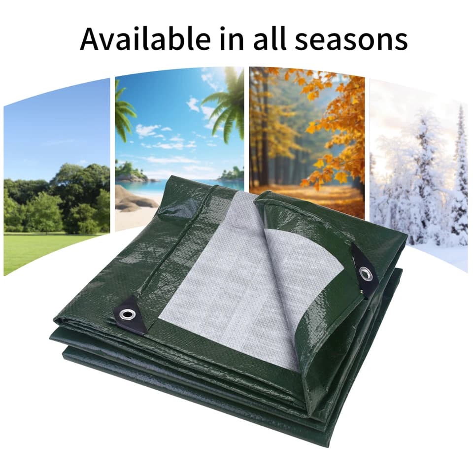 Heavy Duty Tarpaulin | Waterproof Ground Sheet with Aluminium Eyelets | Outdoor Furniture & Caravan Cover - Thumbnail 4