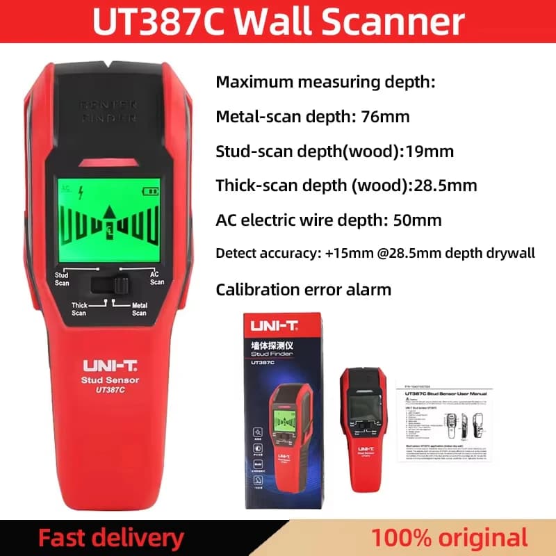 UNI-T UT387C Stud Finder | 4-in-1 Metal/AC/Wood Scanner | Live Wire Detector - Thumbnail 5