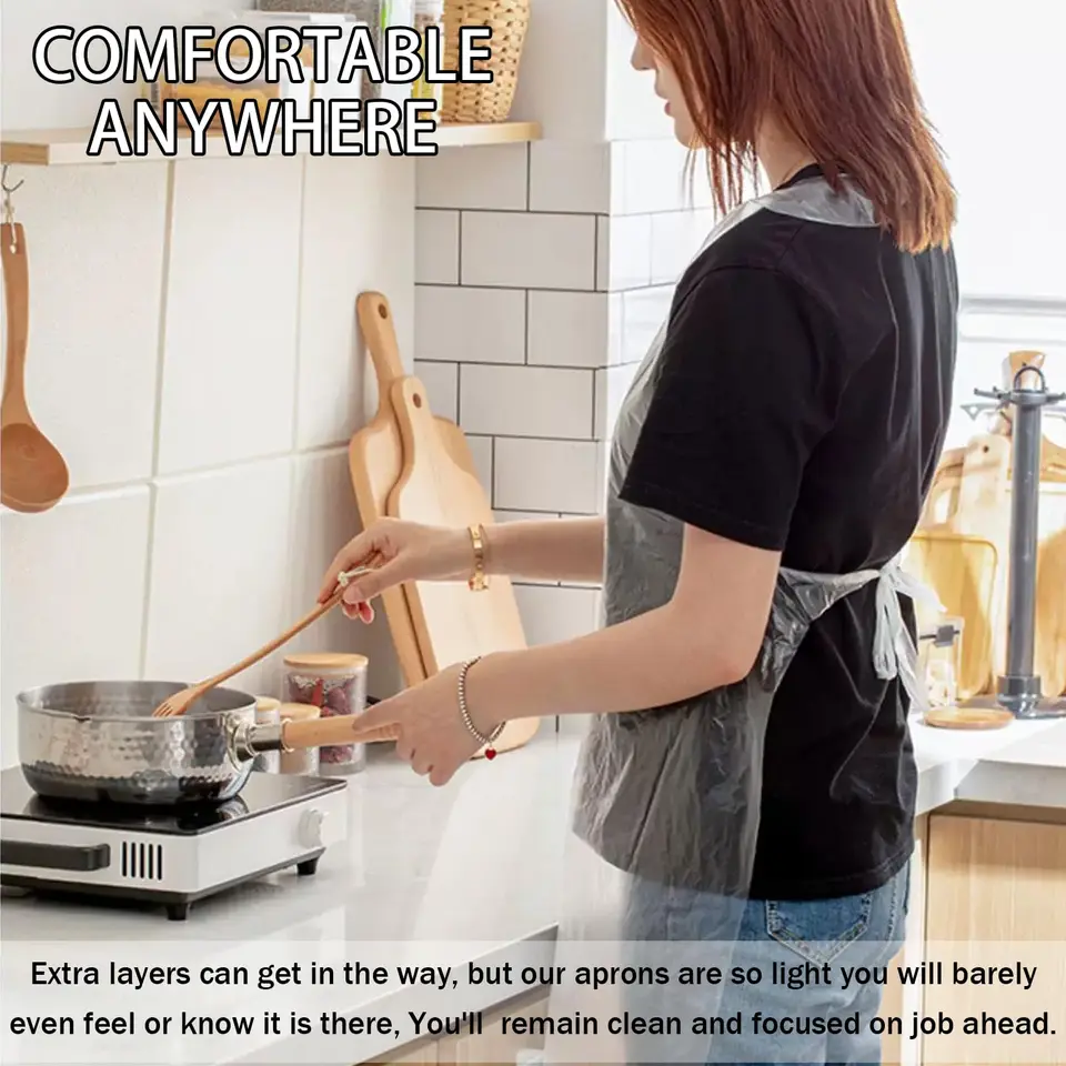 Disposable Aprons | Clear Plastic | Adults & Kids Bulk Pack - Thumbnail 4