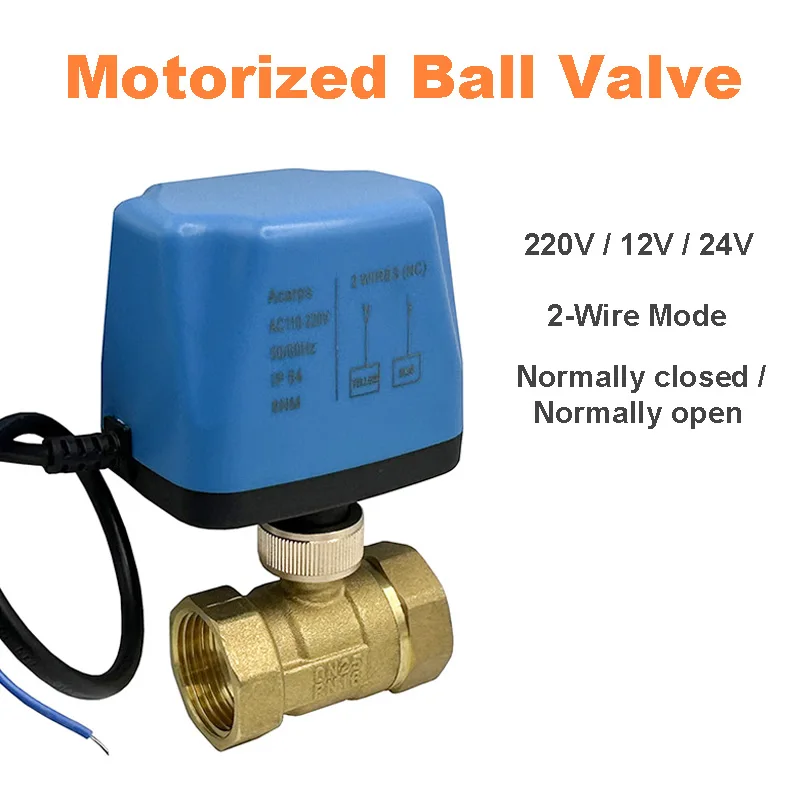 Electric Brass Motorised Ball Valve | Normally Open vs Closed | 1/2" to 2" 12-220V - Thumbnail 2