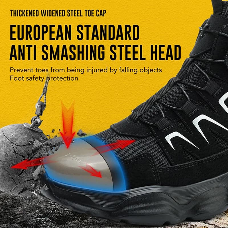 Rotating Button Steel Toe Cap Safety Boots | Anti-Smash & Anti-Piercing | Lightweight Workwear - Thumbnail 2