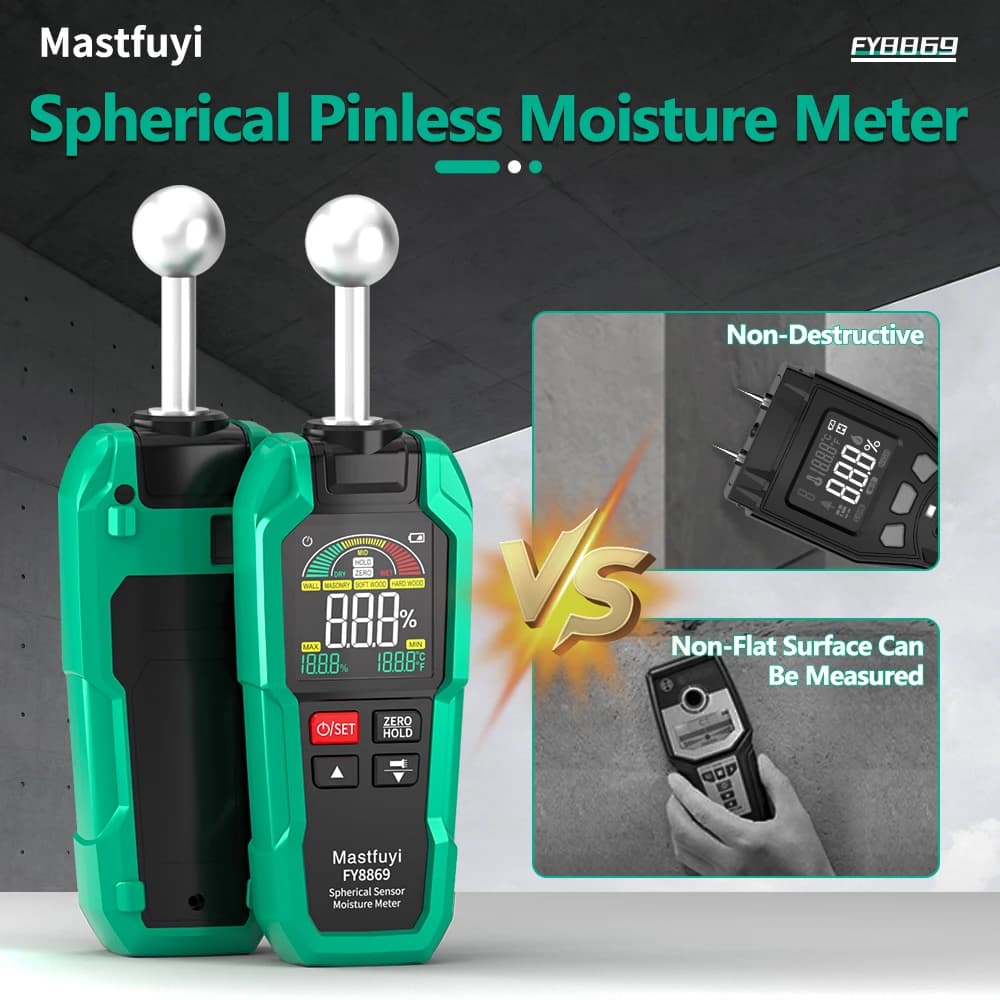 Wood Moisture Meter | UT377B Pin Tester for Timber & Building Materials | LED Flashlight - Thumbnail 2