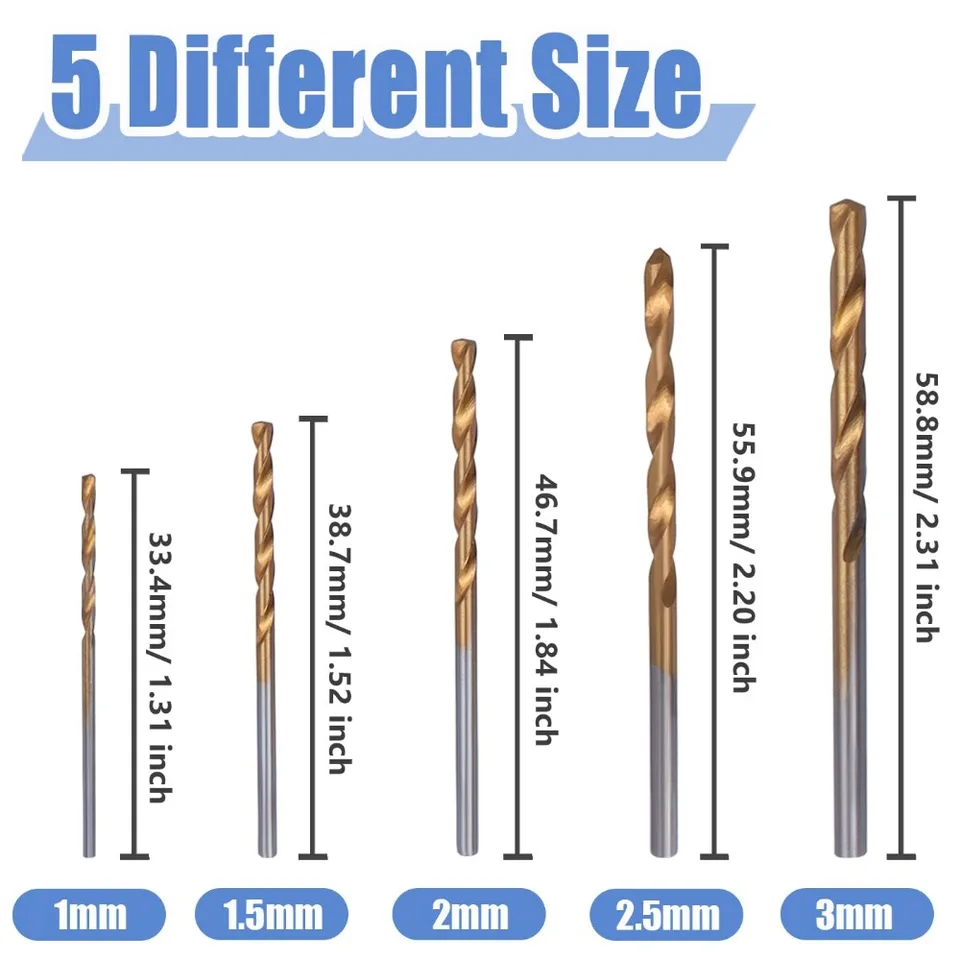 50pc HSS Titanium Drill Bit Set | Straight Shank | For Handheld Drills - Thumbnail 3