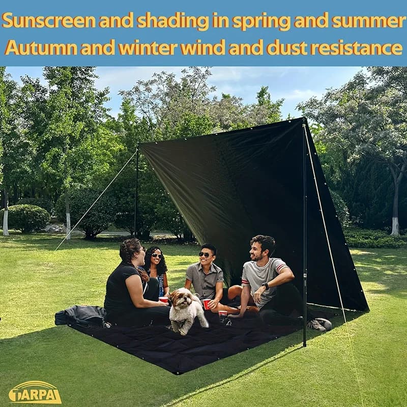 Heavy Duty Black Tarpaulin | Waterproof UV-Proof | Outdoor Protection Cover - Thumbnail 4