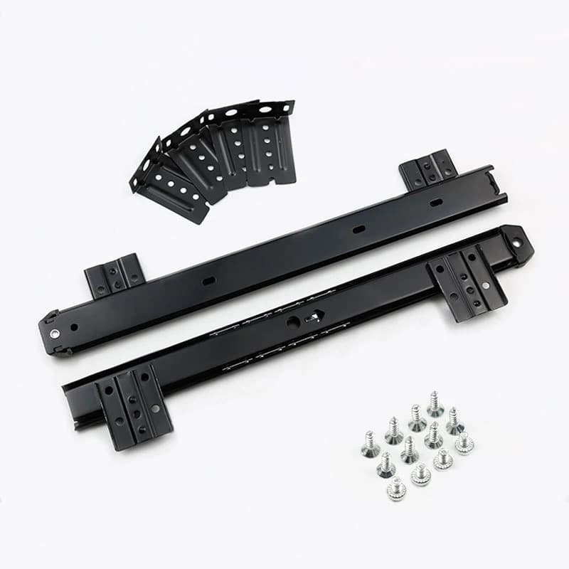 Mute Ball Bearing Pull Out Tray Adjustable Hanging Bracket Suspension Track Guide Rail Fold Telescopic Drawer Runners Black - Image 1