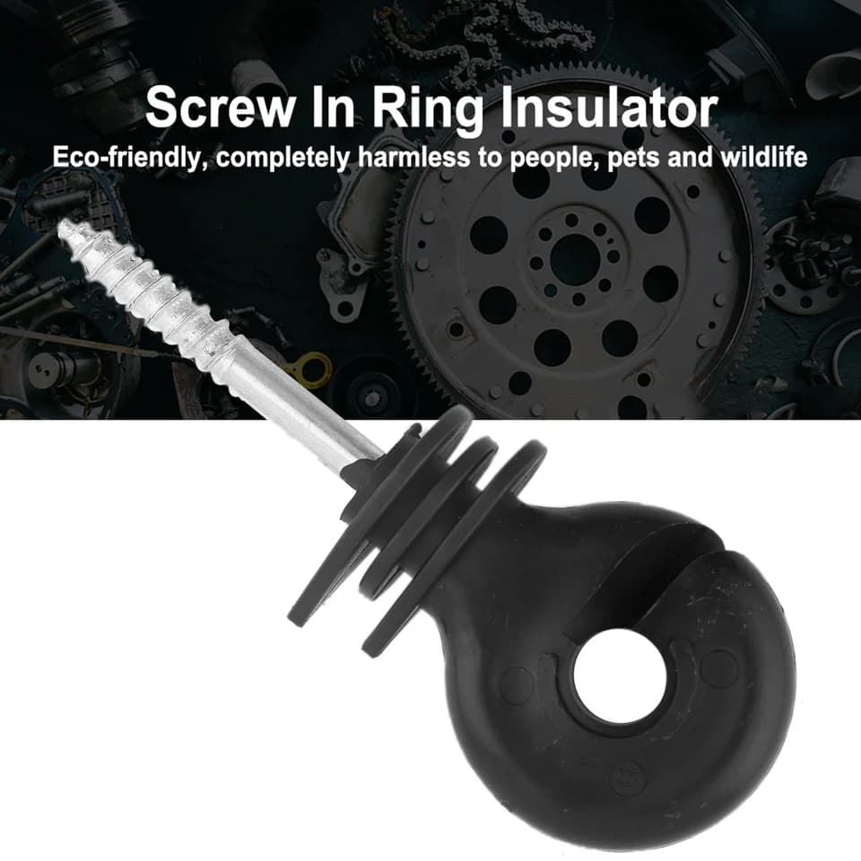 Electric Fence Insulators | 50 Black Screw-in Rings | For Wooden Posts - Thumbnail 5