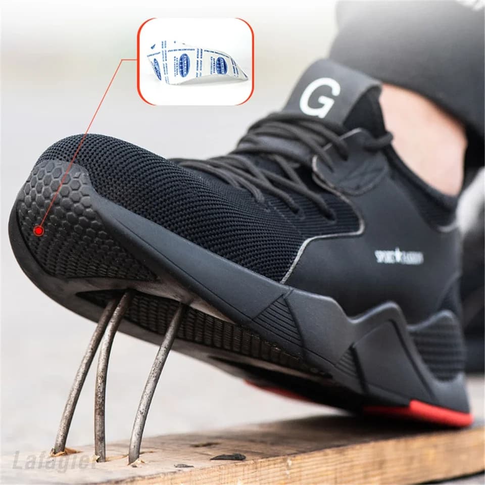 Mens Safety Work Shoes | Steel Toe Lightweight Breathable | Anti-smashing Industrial Footwear - Thumbnail 3