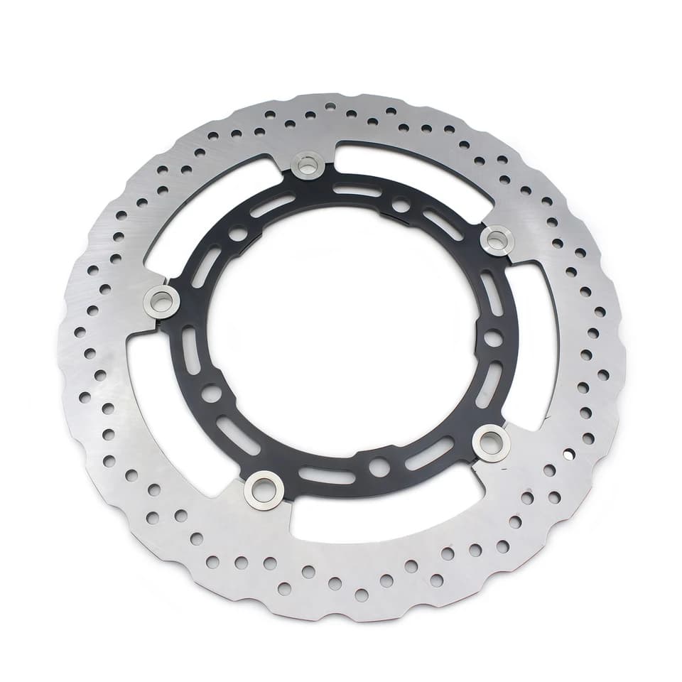 Motorcycle front brake rotors for Kawasaki Ninja 400 and Z400 models, ensuring reliable braking performance.