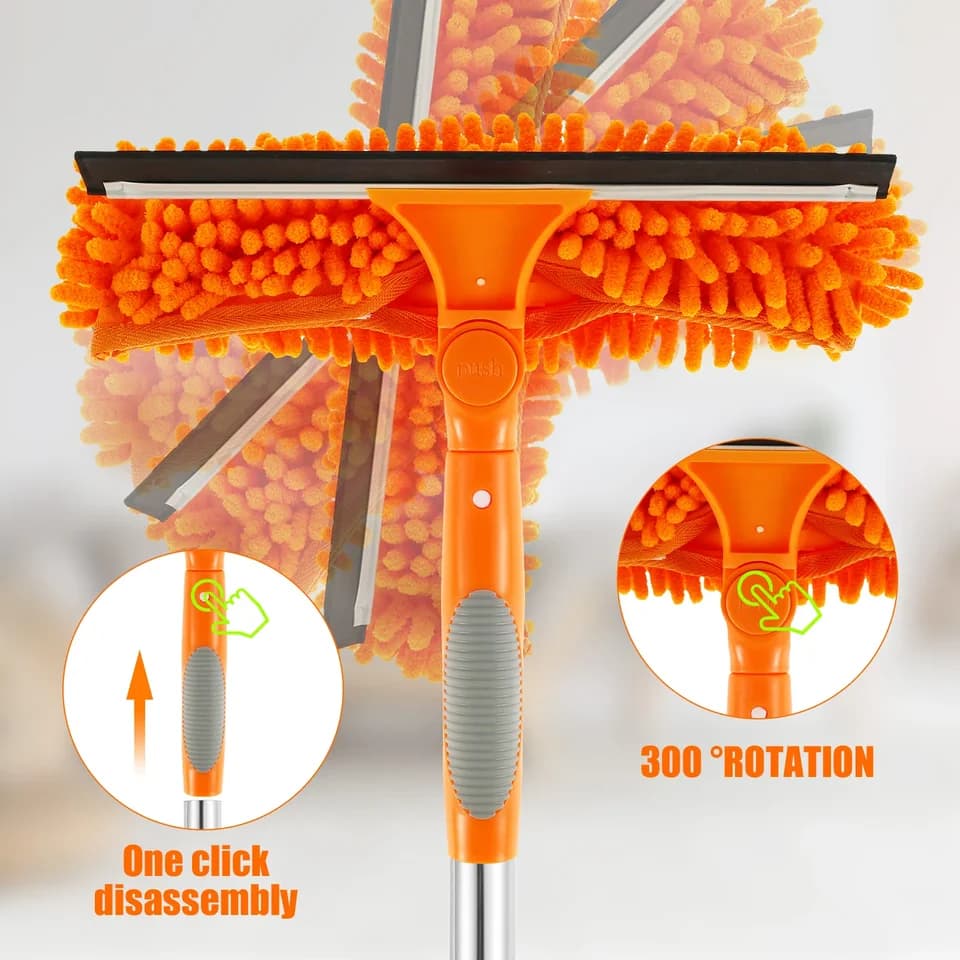Squeegee for Window Cleaner | 72" Telescopic Handle | Shower Glass & Home Cleaning - Thumbnail 4