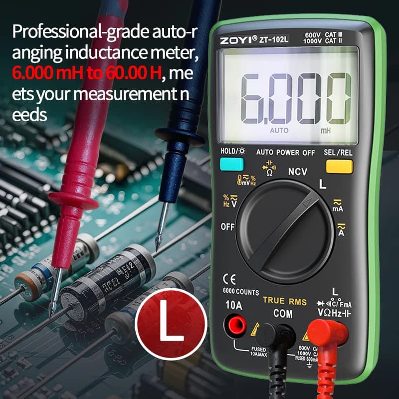 ZT-102L Multimeter | 60H Inductance & Capacitance | Temperature & NCV - Thumbnail 3