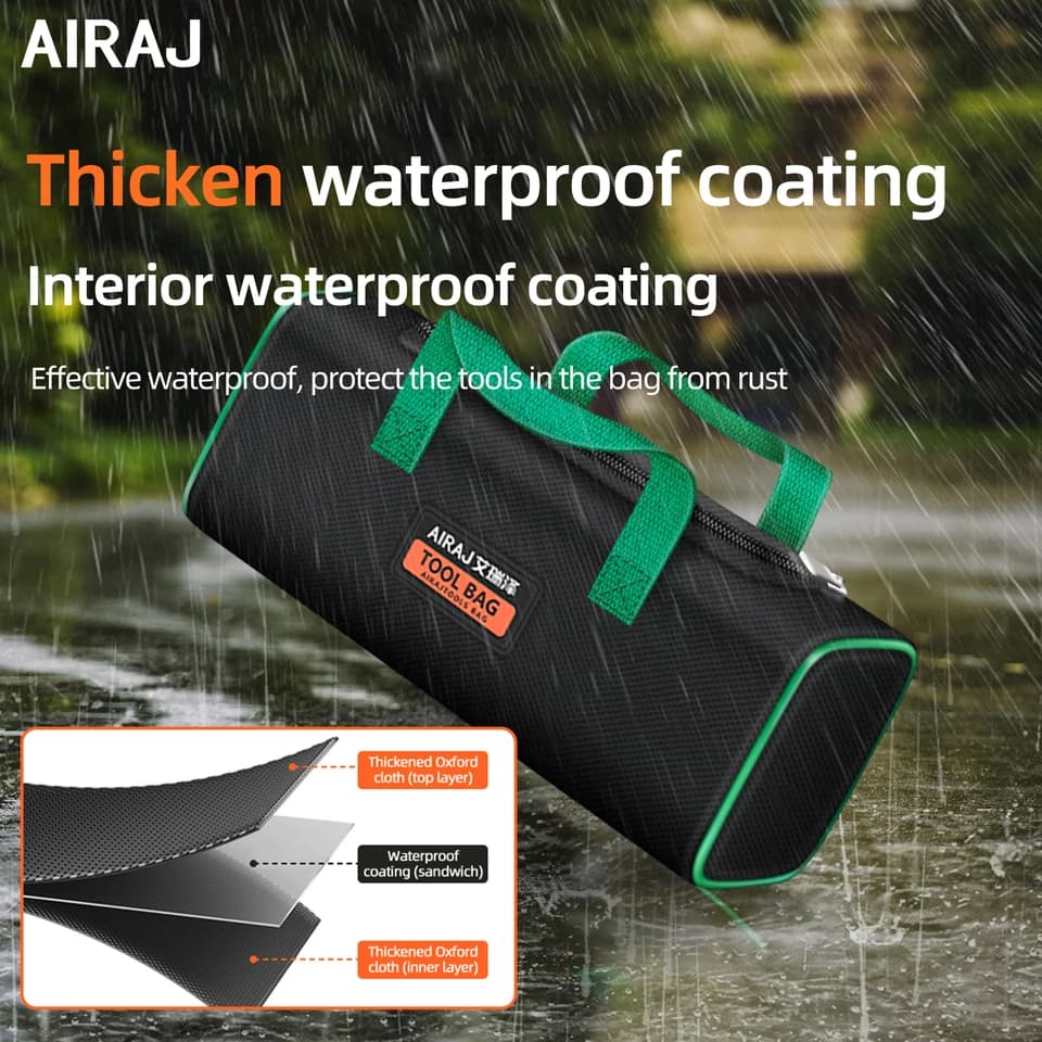 AIRAJ Tool Bag | Oxford Cloth Double Deck Storage | Electrician & Carpenter Repair - Thumbnail 4