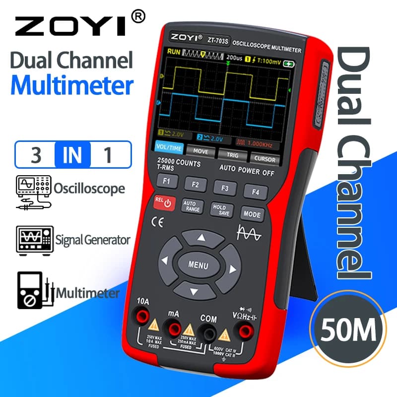 ZT-703S Multimeter Oscilloscope | 50MHz Dual Channel | Signal Generator - Thumbnail 2