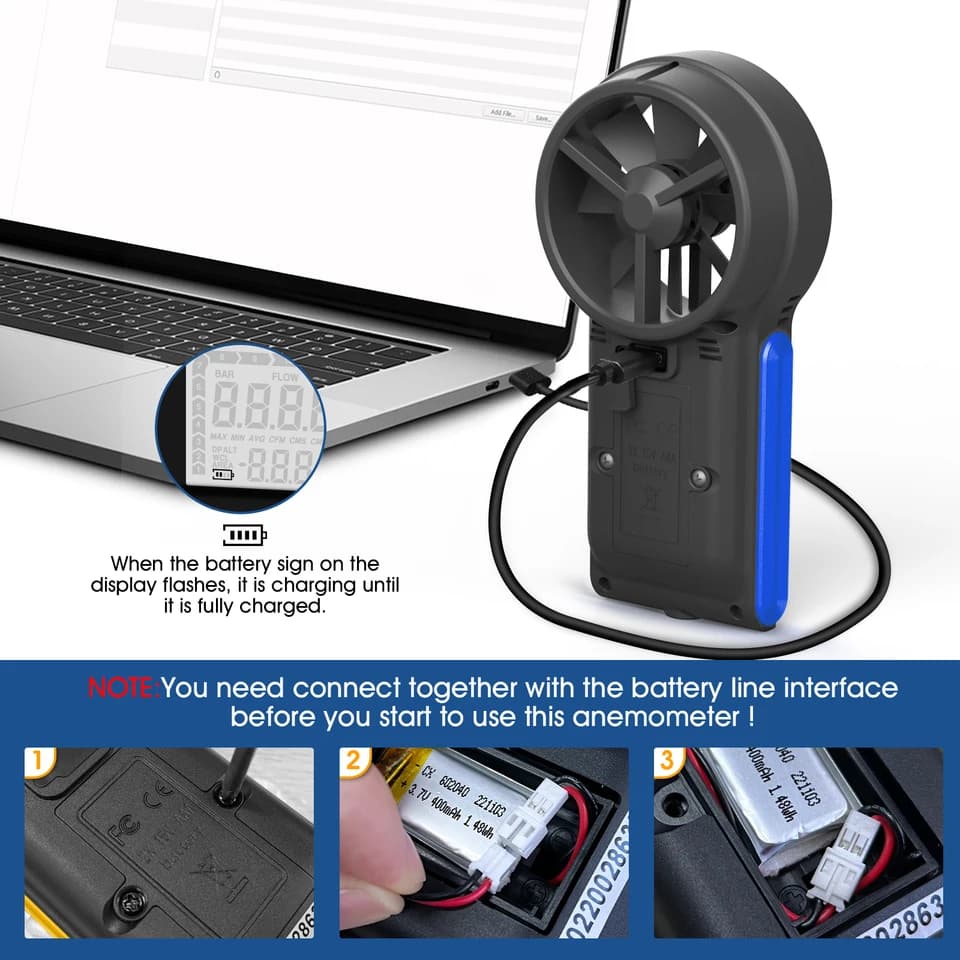 HoldPeak 6000-WM-APP Anemometer | Bluetooth Wind Flow Meter | Waterproof & Dustproof - Thumbnail 5