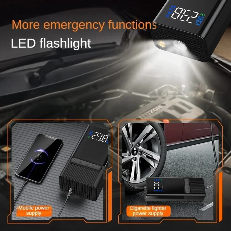 Digital Tyre Inflator for Car | 6000mAh Portable Pump | Auto Shutoff & LED Light - Thumbnail 4