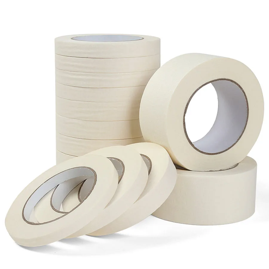 White Masking Tape: Multiple rolls on a white background.
