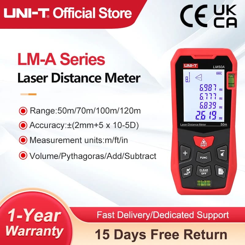 UNI-T Laser Measure LM50A-LM120A | Digital Distance Meter | Professional Site Tool - Thumbnail 2