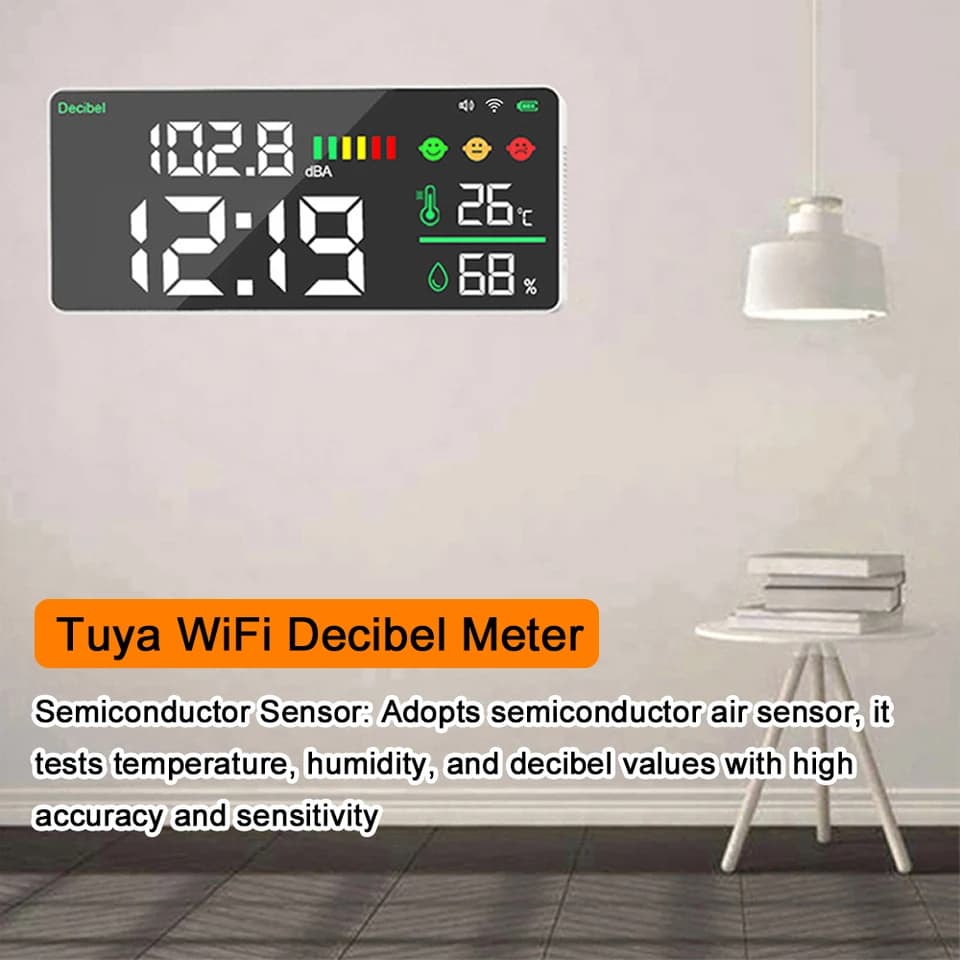 4-in-1 WiFi Sound Level Meter | Temp, Humidity, Decibel Alarm | APP Control - Thumbnail 7
