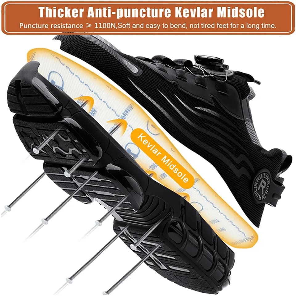 Steel Toe Cap Safety Boots | Slip Resistant Work Shoes | Men's Tough Sneaker - Thumbnail 6