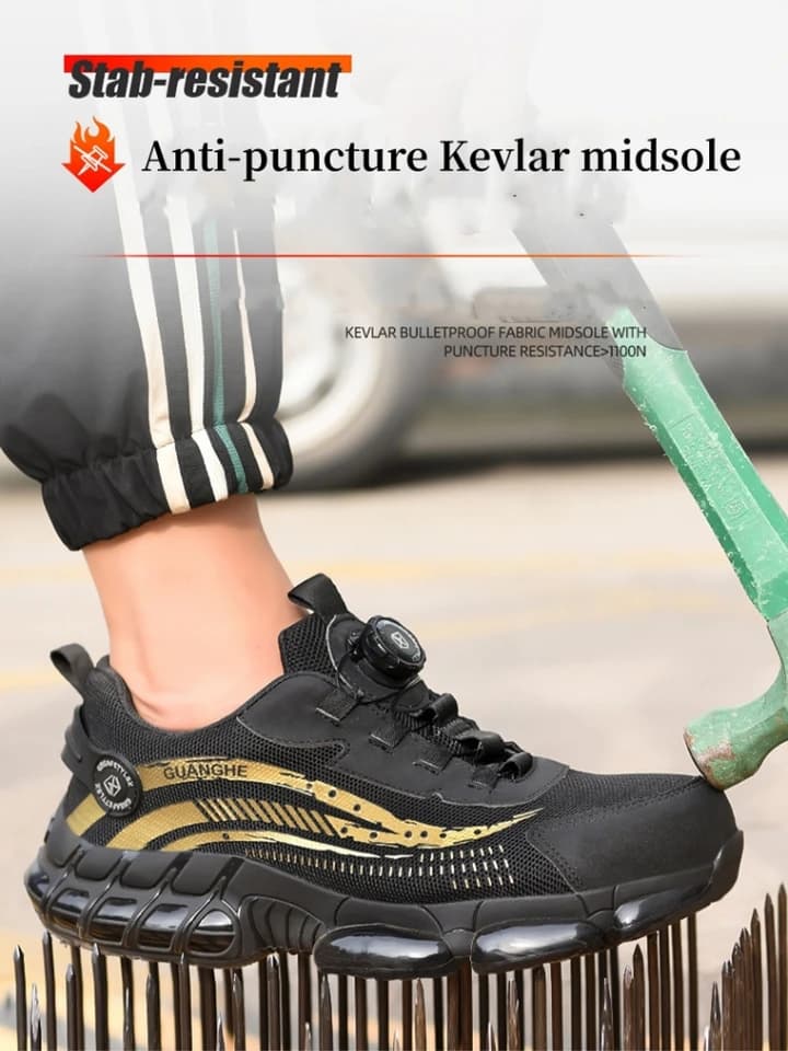 Safety Shoes Men | Steel Toe Work Boots | Lightweight Rotating Button - Thumbnail 4