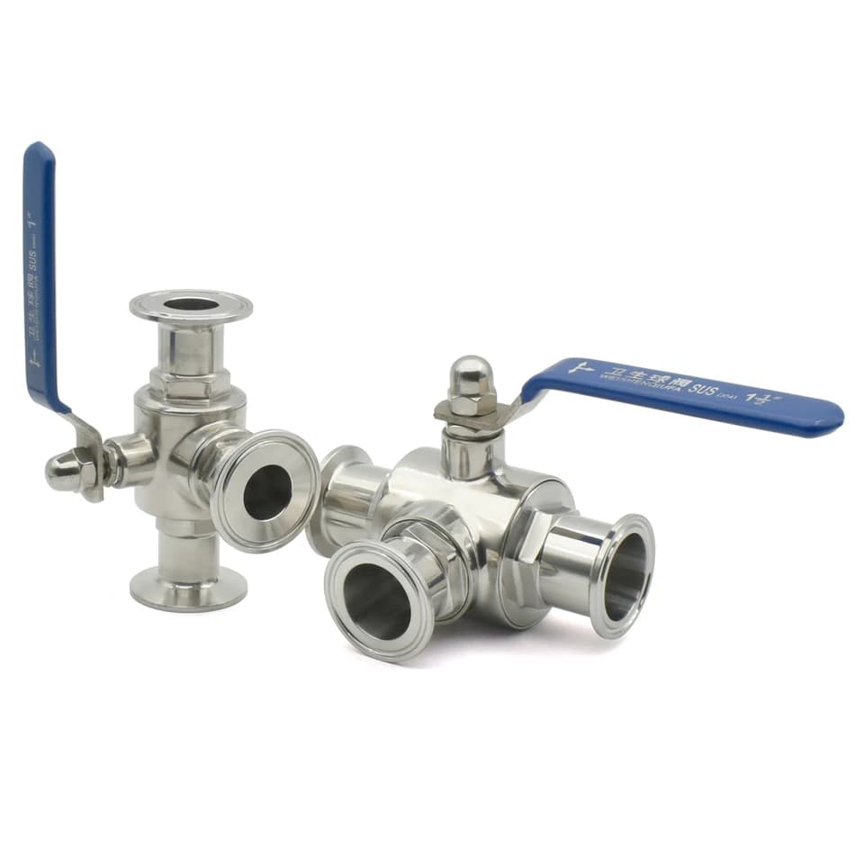 Sanitary T-Port Ball Valve with Lockshield Key | SS304/316L OD50.5/64mm | Three-way Flow Control - Thumbnail 2