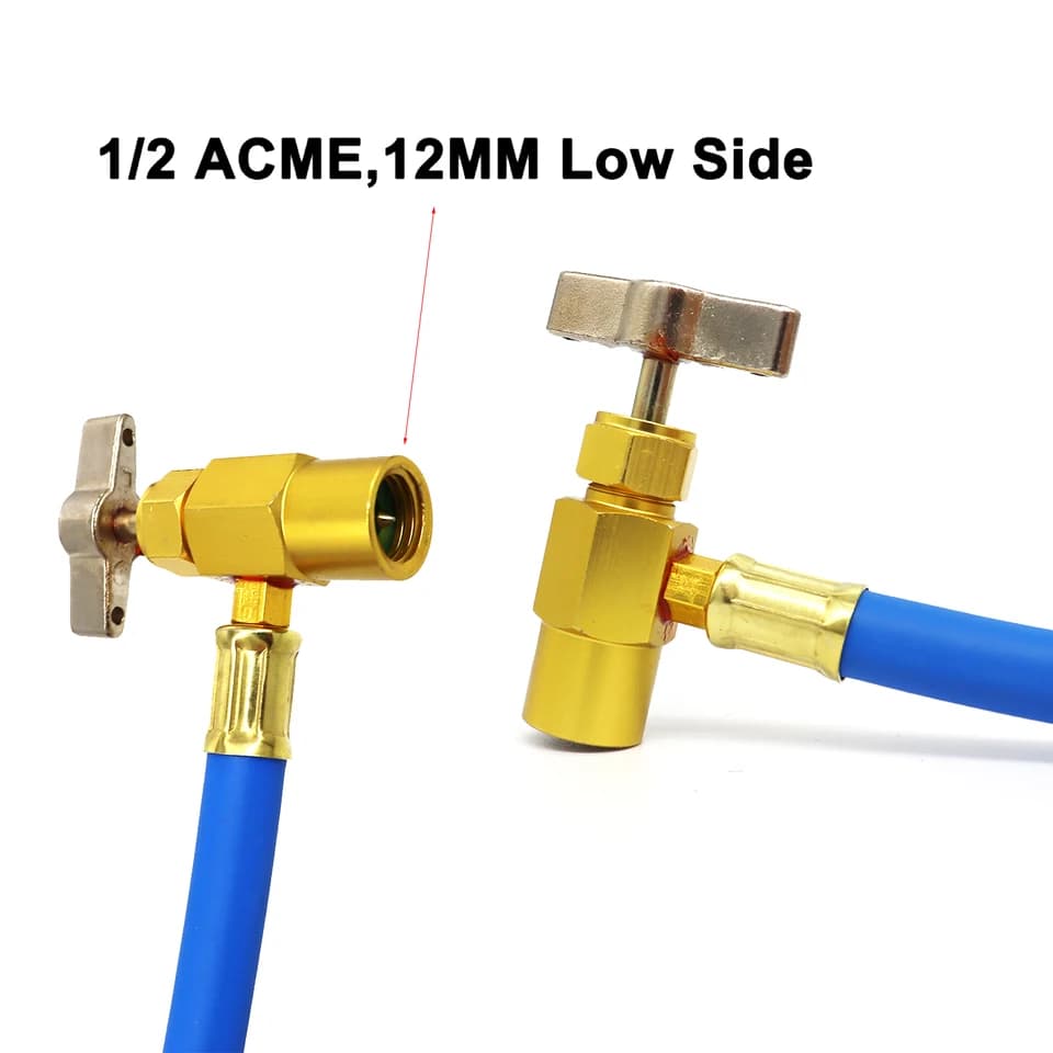 AC Recharge Kit Hose with Gauge | R134A Can Tap | 90° Low Side Coupler - Thumbnail 5