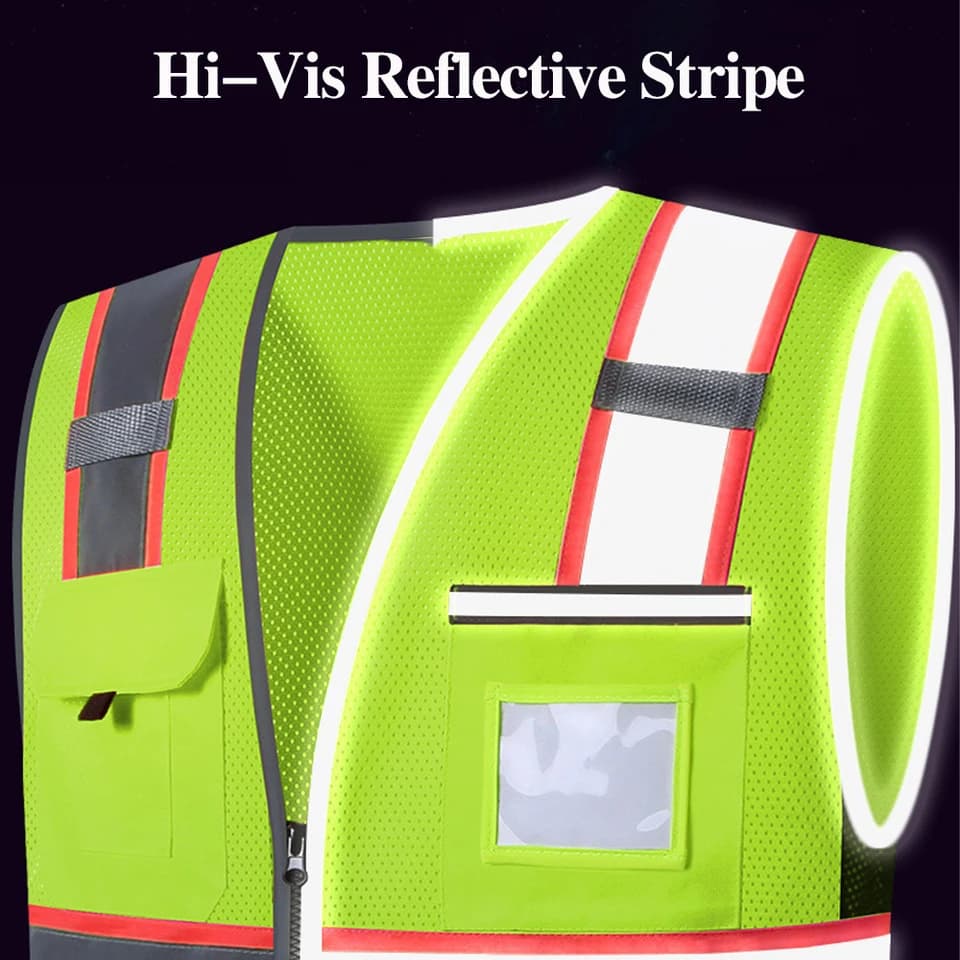Hi Vis Vest | Multi-Pocket Workwear | Breathable Mesh Construction - Thumbnail 4