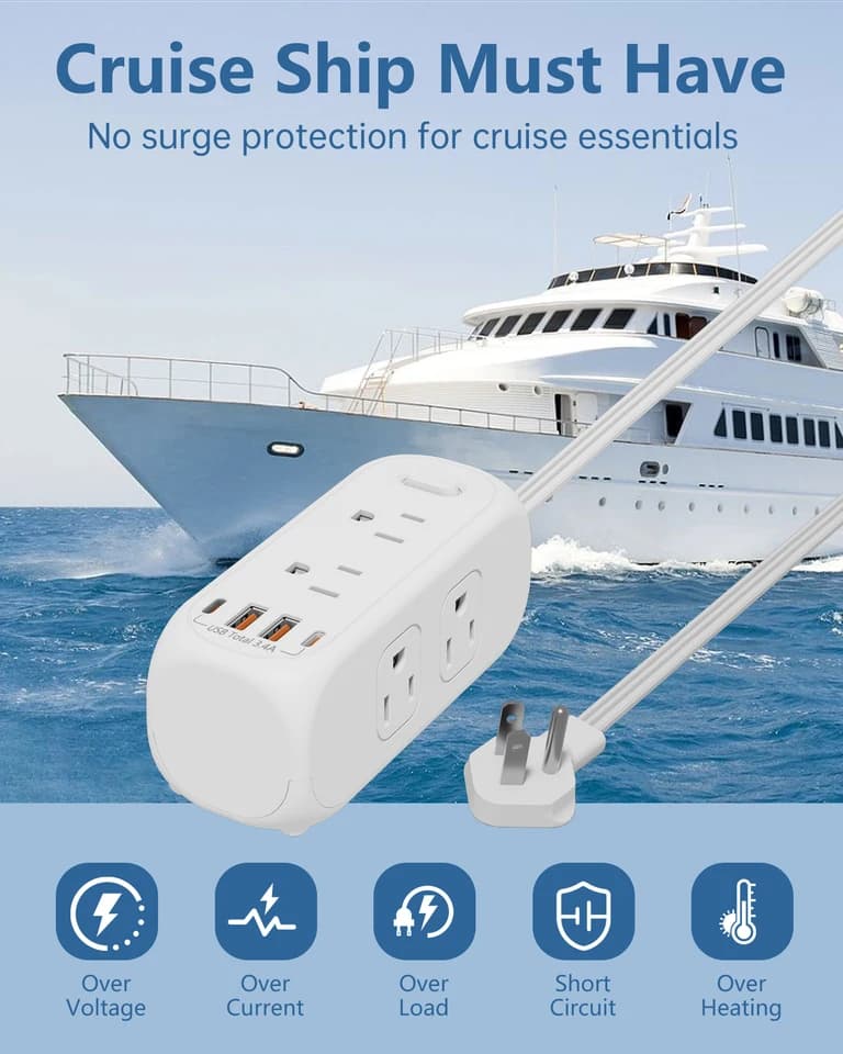 UK Extension Lead | 6 AC Sockets, 2 USB-A, 2 USB-C | 1.5m Cord, Surge Protected - Thumbnail 5