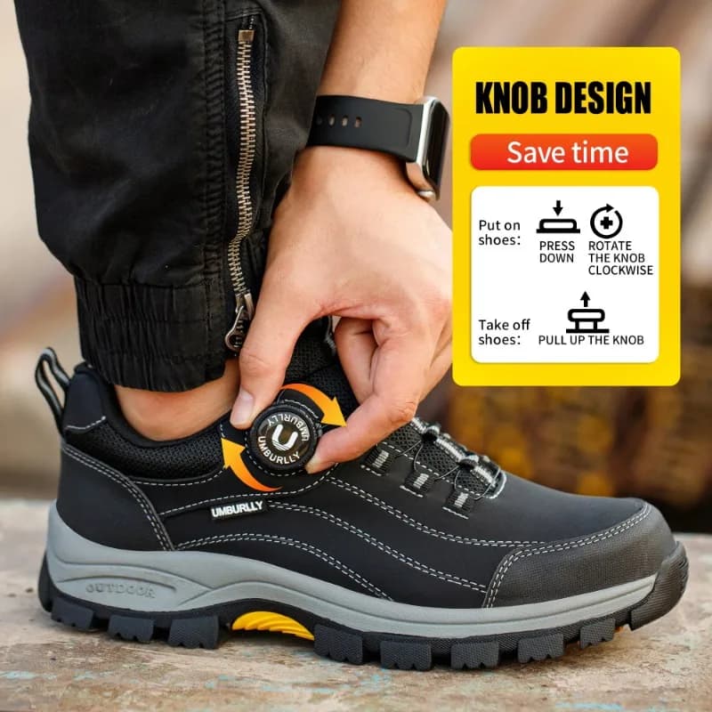 Black Leather Safety Wellington Boots | Steel Toe & Midsole | Industrial Workwear - Thumbnail 5