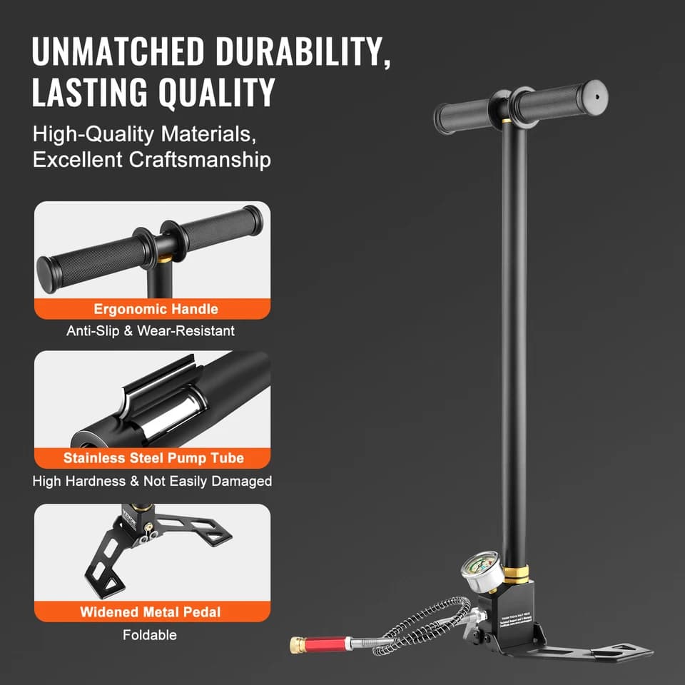 PCP Hand Pump for Air Con Condensate | 4500PSI High Pressure | Tyre & Kayak Inflation - Thumbnail 4