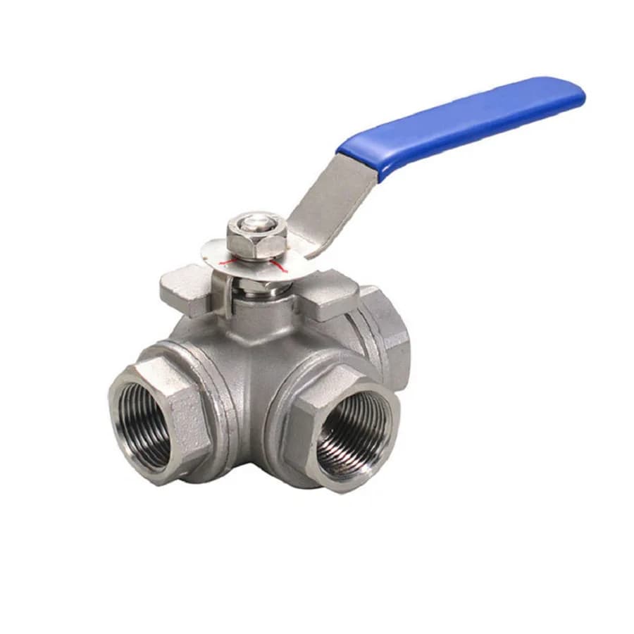 Stainless 304 Steel 3-Way Ball Valve on a plain white background.