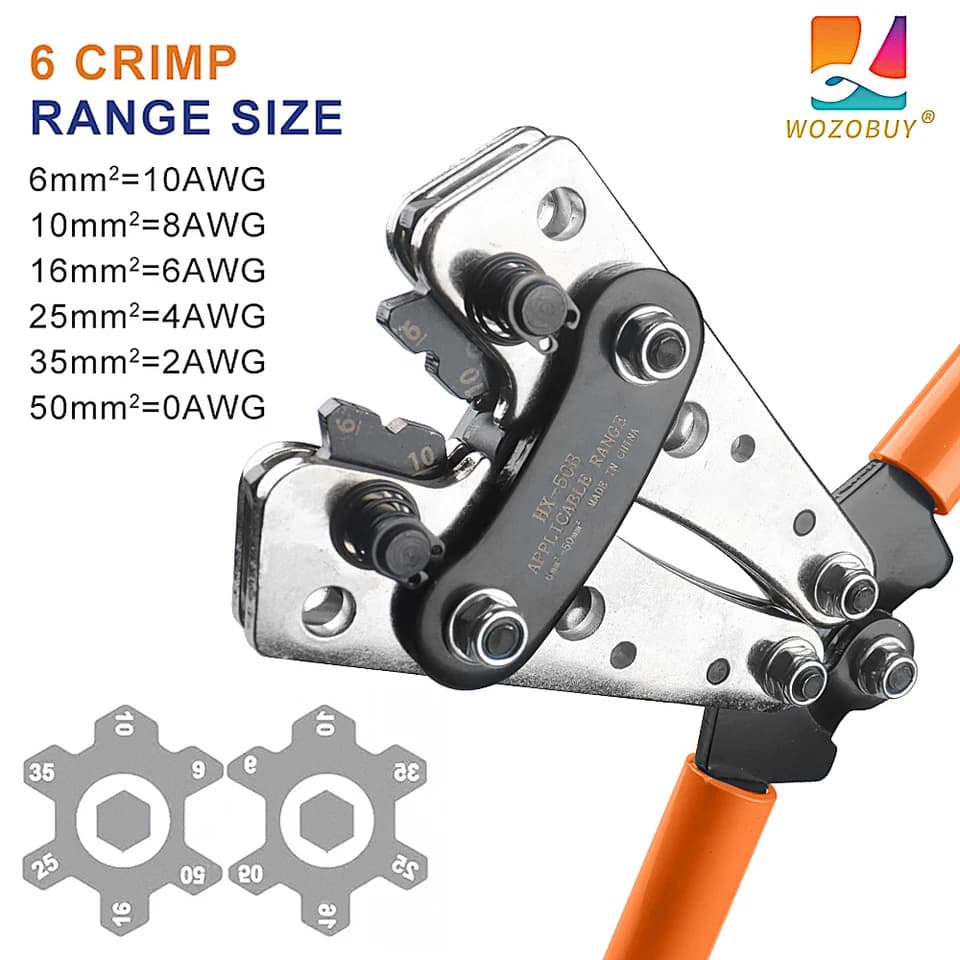 Hex Crimping Tool | 6-50mm² Battery Cable Lugs | HX-50B - Thumbnail 4