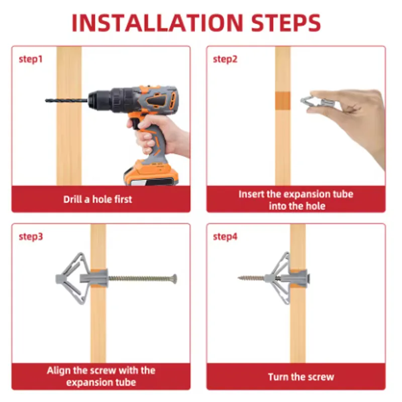 Fixings Kit | 100pc Hollow Wall Butterfly Anchors & Screws - Thumbnail 4