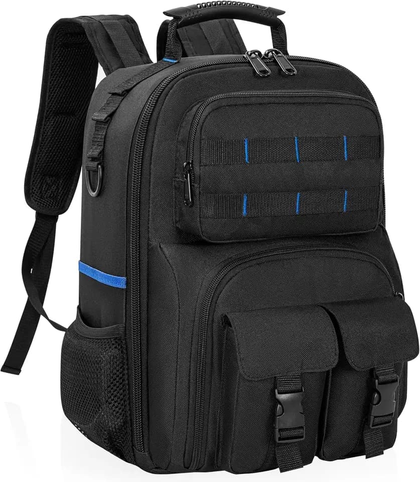 Heavy Duty Tool Bag | Padded Shoulder Straps | Water-Resistant Work Backpack - Thumbnail 5
