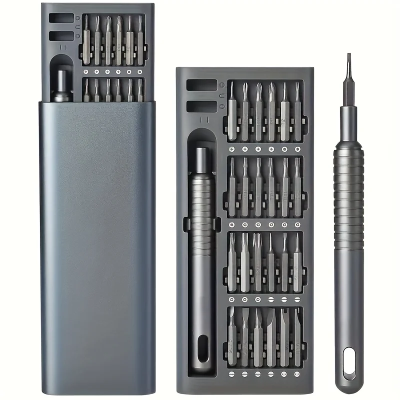 25-in-1 mini screwdriver set with flathead and crosshead bits, ideal for electronics and precision repair.