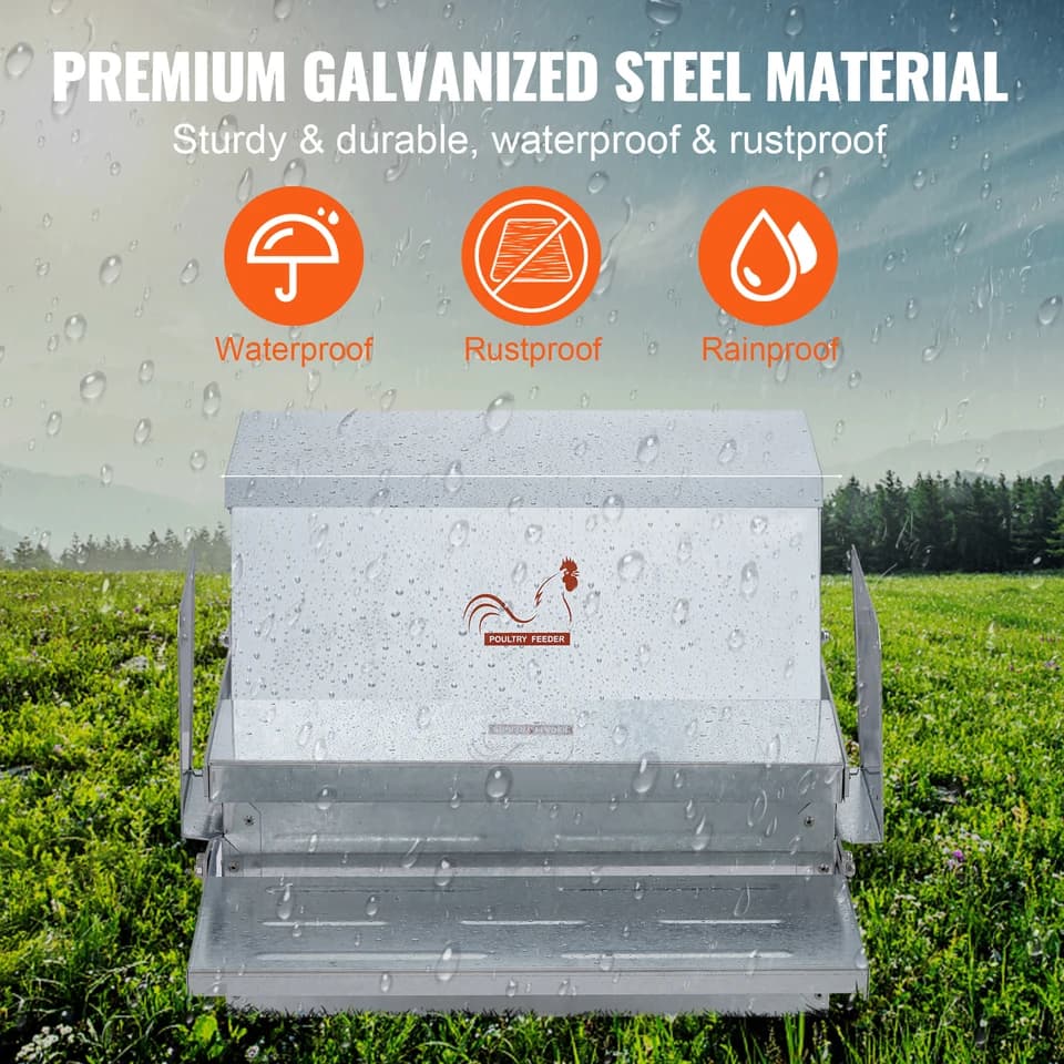 Automatic Poultry Feeder | 25lb Capacity | Galvanised Steel for 10 Chickens - Thumbnail 7