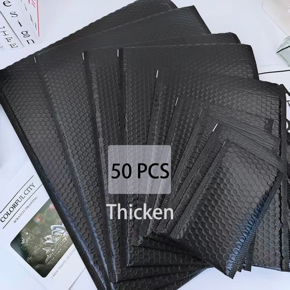 50x Black Mailing Poly Bags | Self-Seal Padded Envelopes | Secure Packaging - Thumbnail 2