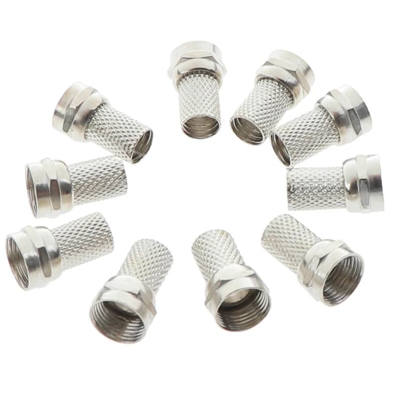 F Connector 10-Pack | Screw-On Type for RG6 Coax Cable | Satellite TV Antenna - Image 1