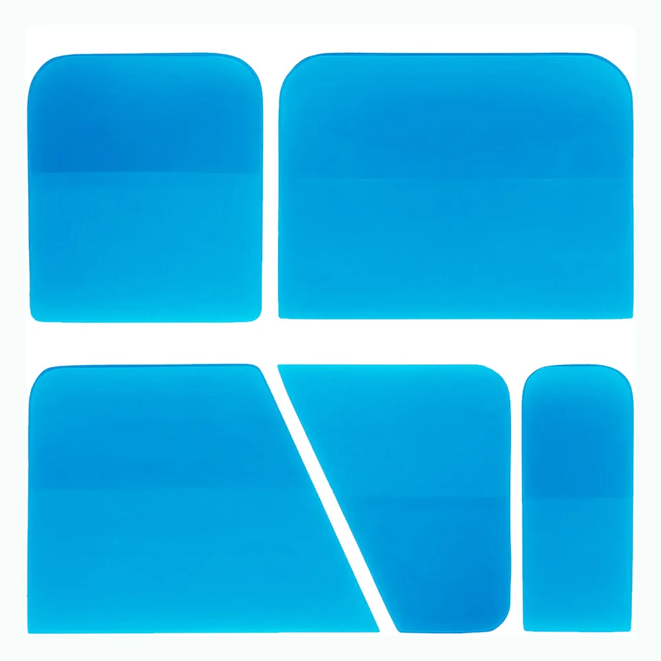 Squeegee for window cleaner: multiple blue rectangular shapes with rounded corners.