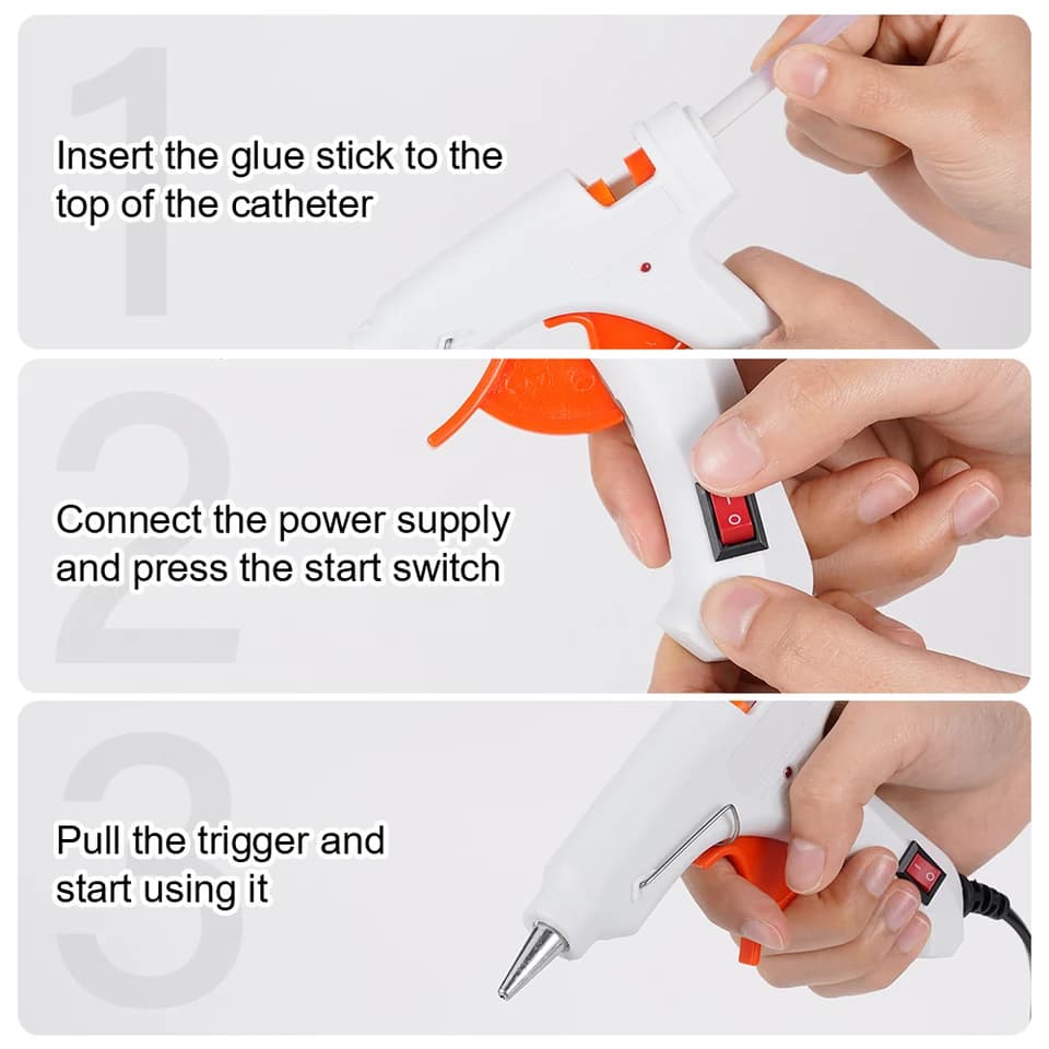 90W Hot Melt Glue Gun | 7mm Sticks, On/Off Switch | Industrial Repair Tool - Thumbnail 5