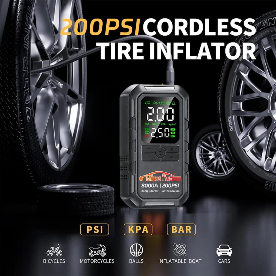Jump Starter with 150PSI Air Compressor | Digital Tyre Inflator | Car Battery Charger - Thumbnail 6