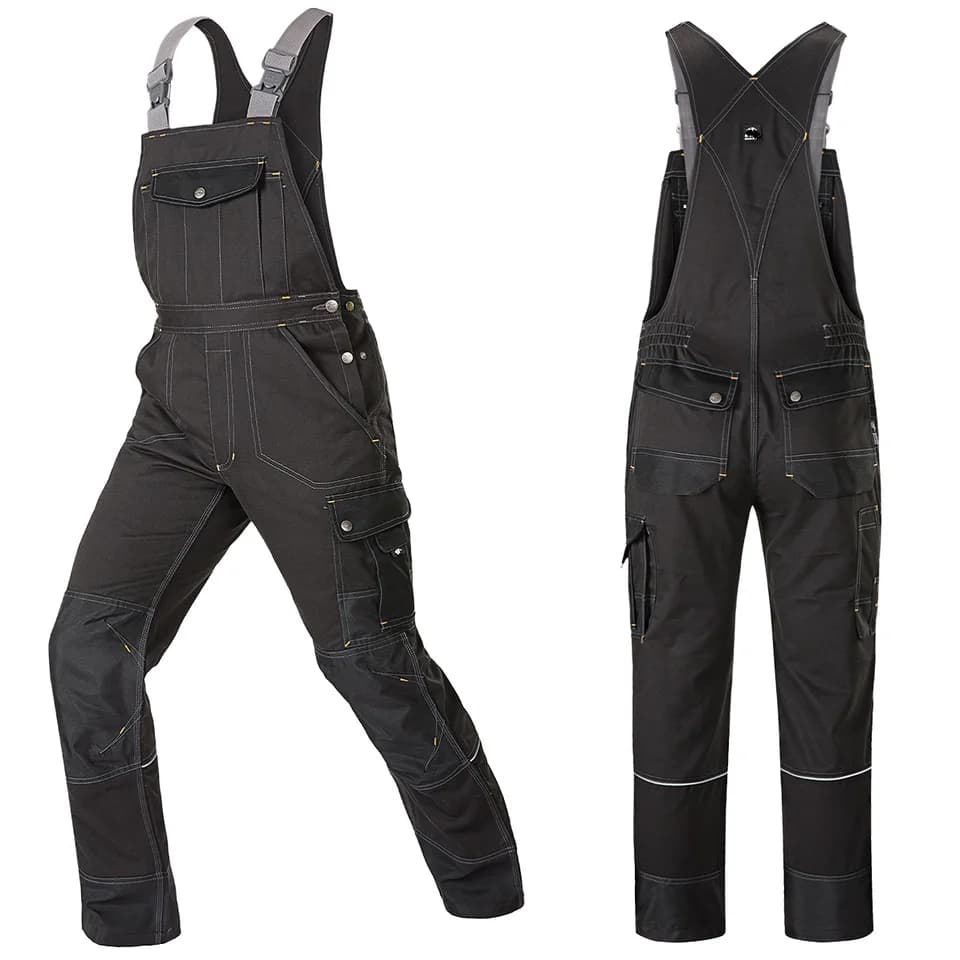 Men's Bib & Brace Overalls, black, on a plain white background.