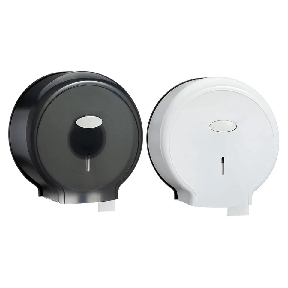 Blue roll dispenser in black and white variants on a white background.