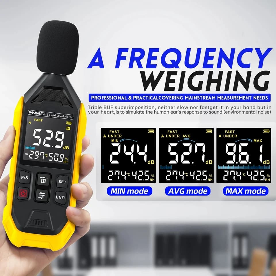 FNIRSI FDM01 Decibel Meter | 30-130dB Sound Level | Digital Handheld - Thumbnail 2