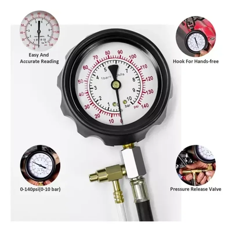 Pressure Gauge Tester Kit | 140PSI Injector Pump Tool | Automotive Gas - Thumbnail 5
