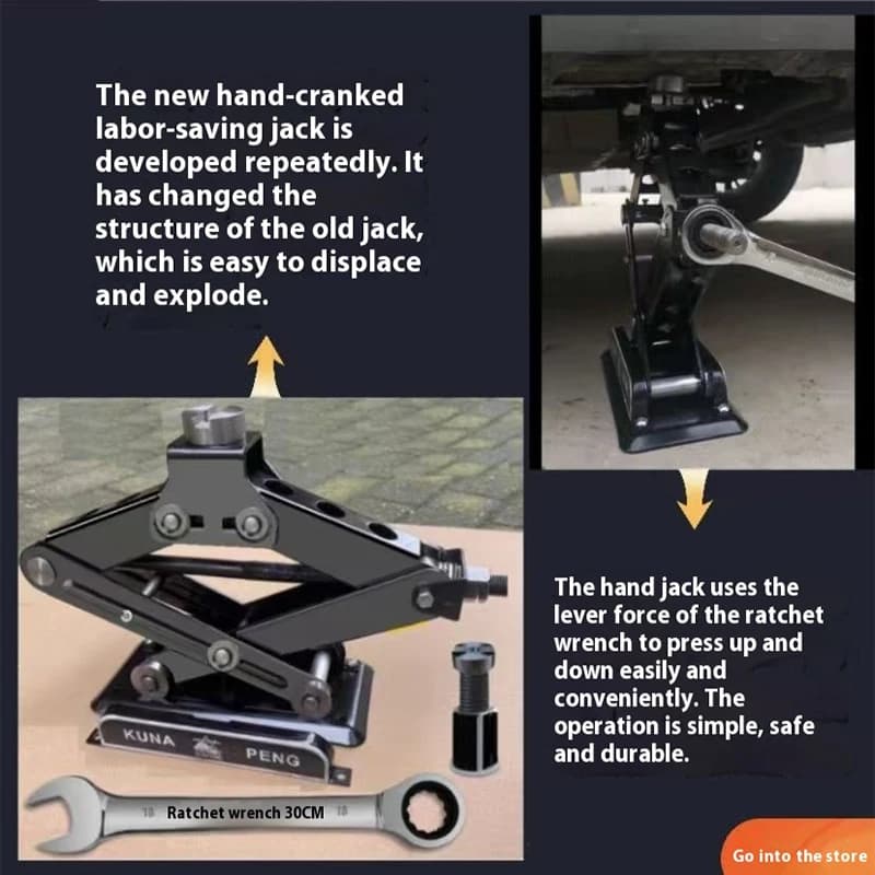 2.8T 2T Scissor Jack | Manual & Electric | Car & Motorcycle Maintenance - Thumbnail 6