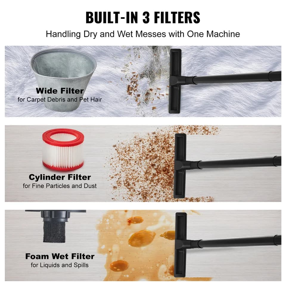 Wet Dry Vacuum for Carpet Spot Cleaner | Powerful Suction | Debris & Pet Hair - Thumbnail 2