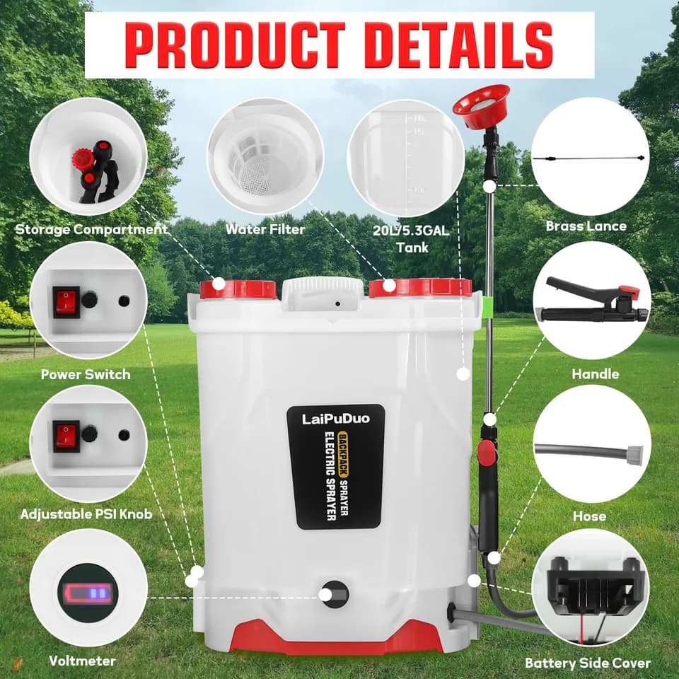 Knapsack Sprayer | 20L 100 PSI | For Milwaukee 18V Battery System - Thumbnail 5