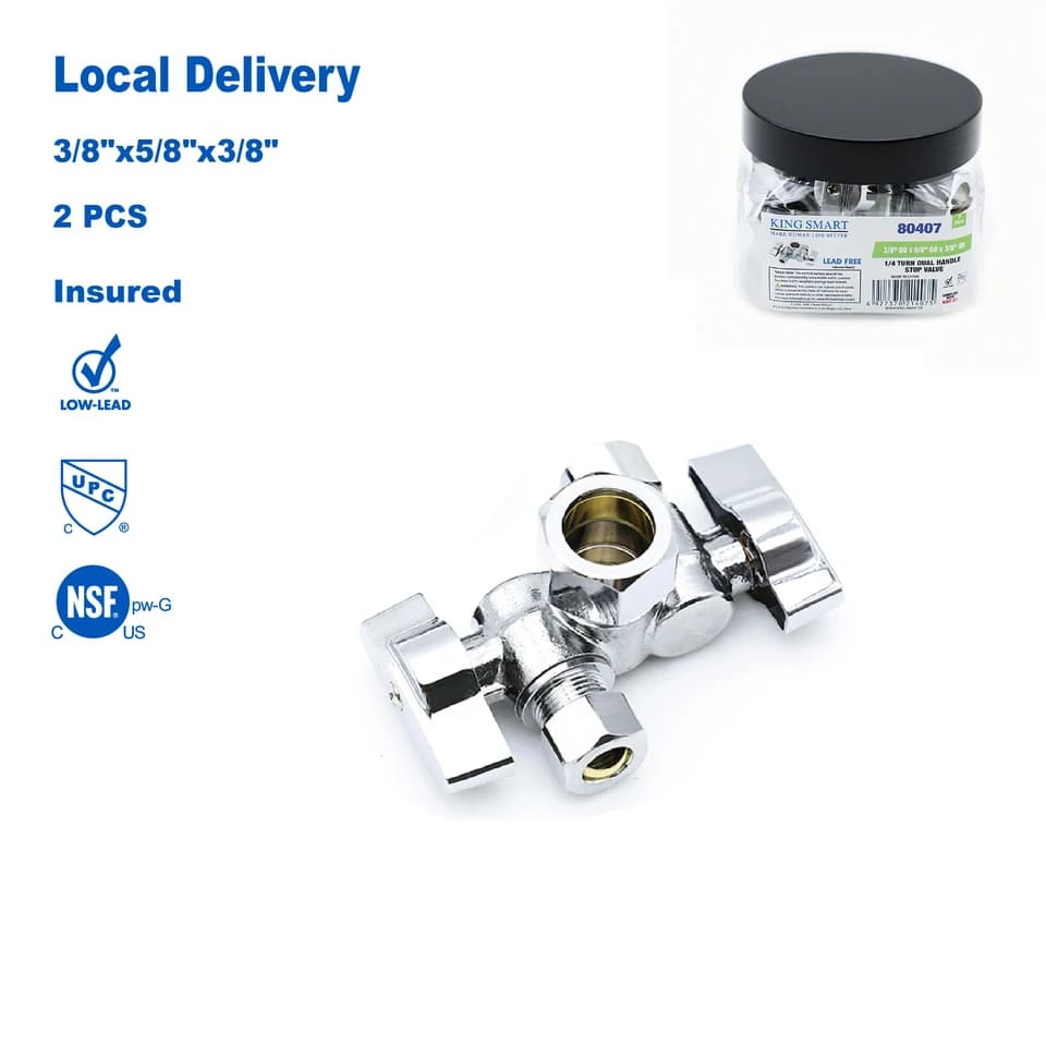 Float Valve Stop | 3/8" x 5/8" x 3/8" Comp. | 1/4 Turn Dual Handle 80407 - Thumbnail 2