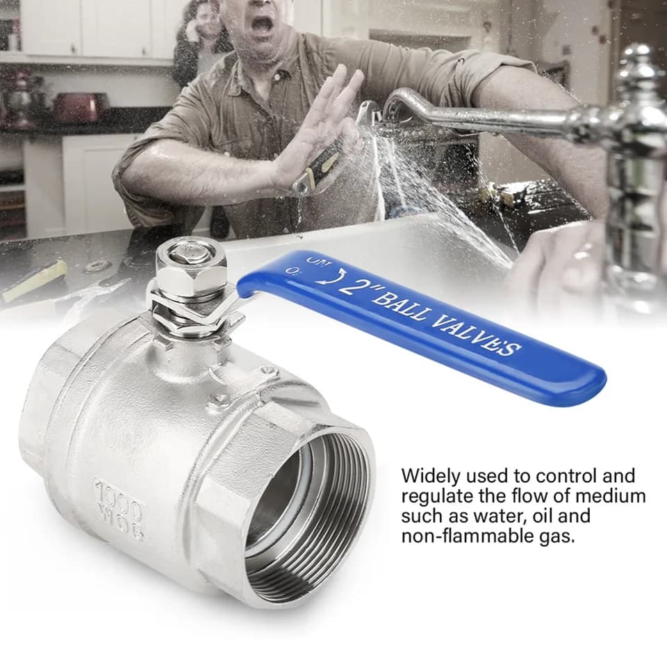 Stainless 304 Steel 2" DN50 Ball Valve | Full Port Female Thread | 1000 WOG - Thumbnail 3